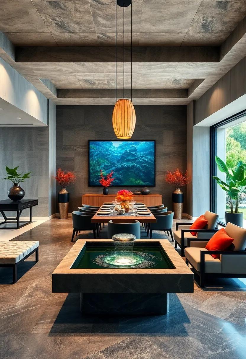 Water Features: Incorporate a small⁢ indoor fountain or aquarium that gently hums with the ‌calming sound of water, promoting relaxation during meals