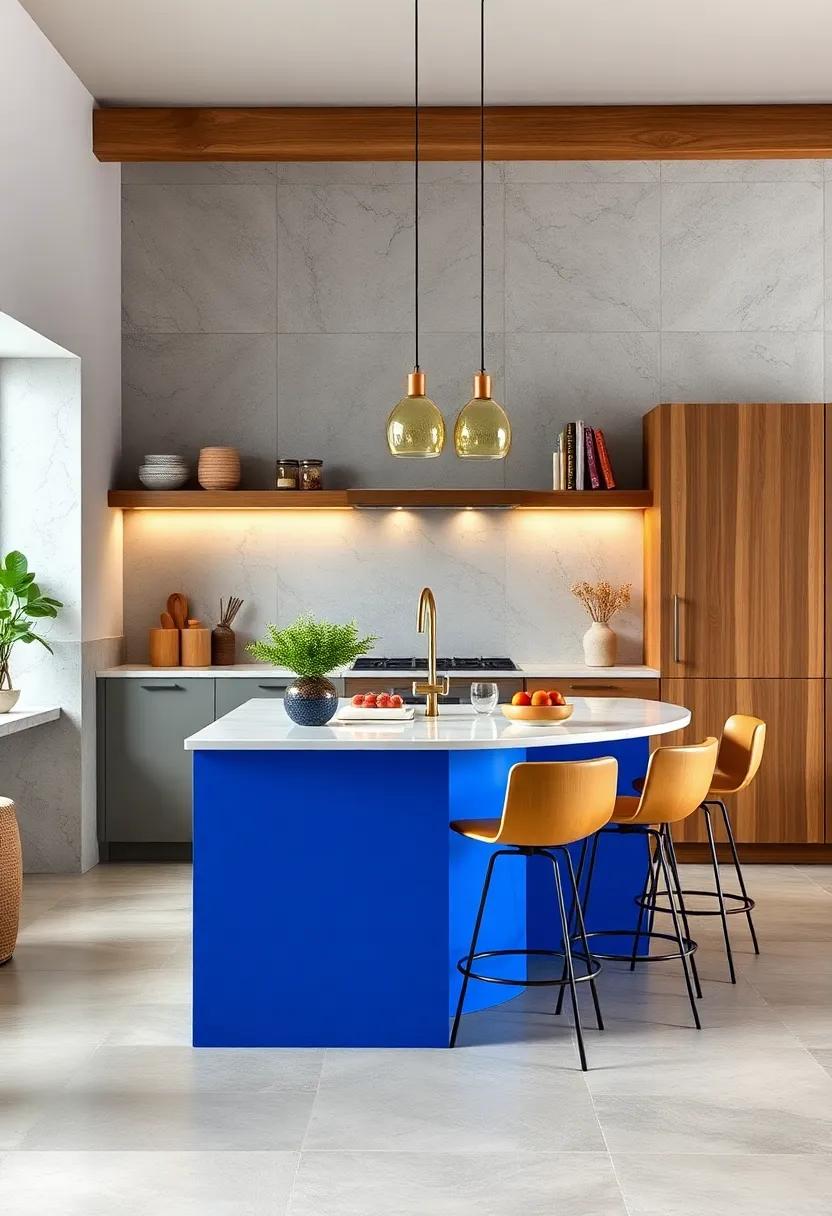 Bold Color ‌Pop: Brighten your kitchen with a vibrant, narrow island painted in a striking hue, making a statement without overwhelming the‍ space