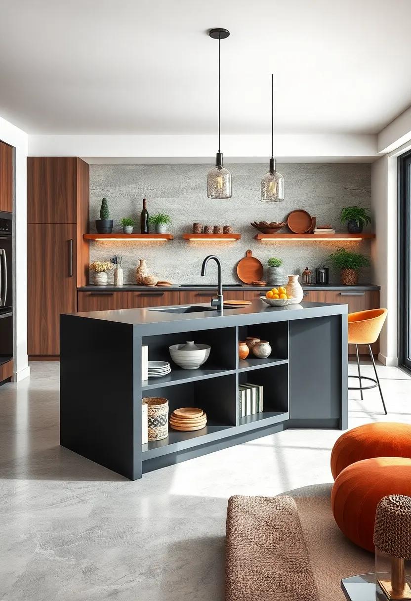 Multi-Functional Black Island: Featuring ​built-in shelves for storage and a bar-height countertop, this sleek black island stands out as the ‌centerpiece⁤ of your culinary haven