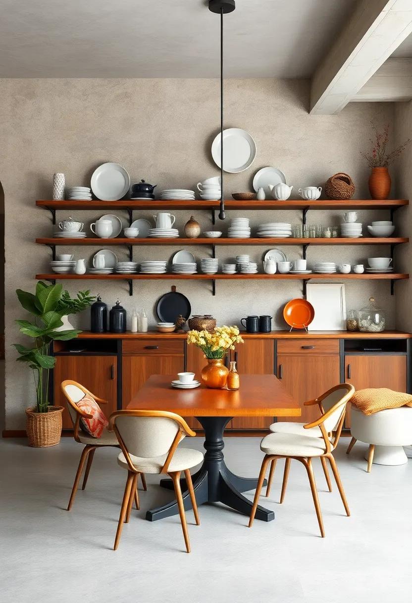 Vintage Finds: Mix ⁢and match ⁣antique⁤ plates, ​cups, and utensils ​on‌ your open shelves for‌ a⁢ charming, vintage-inspired ⁢dining area that⁤ evokes nostalgia