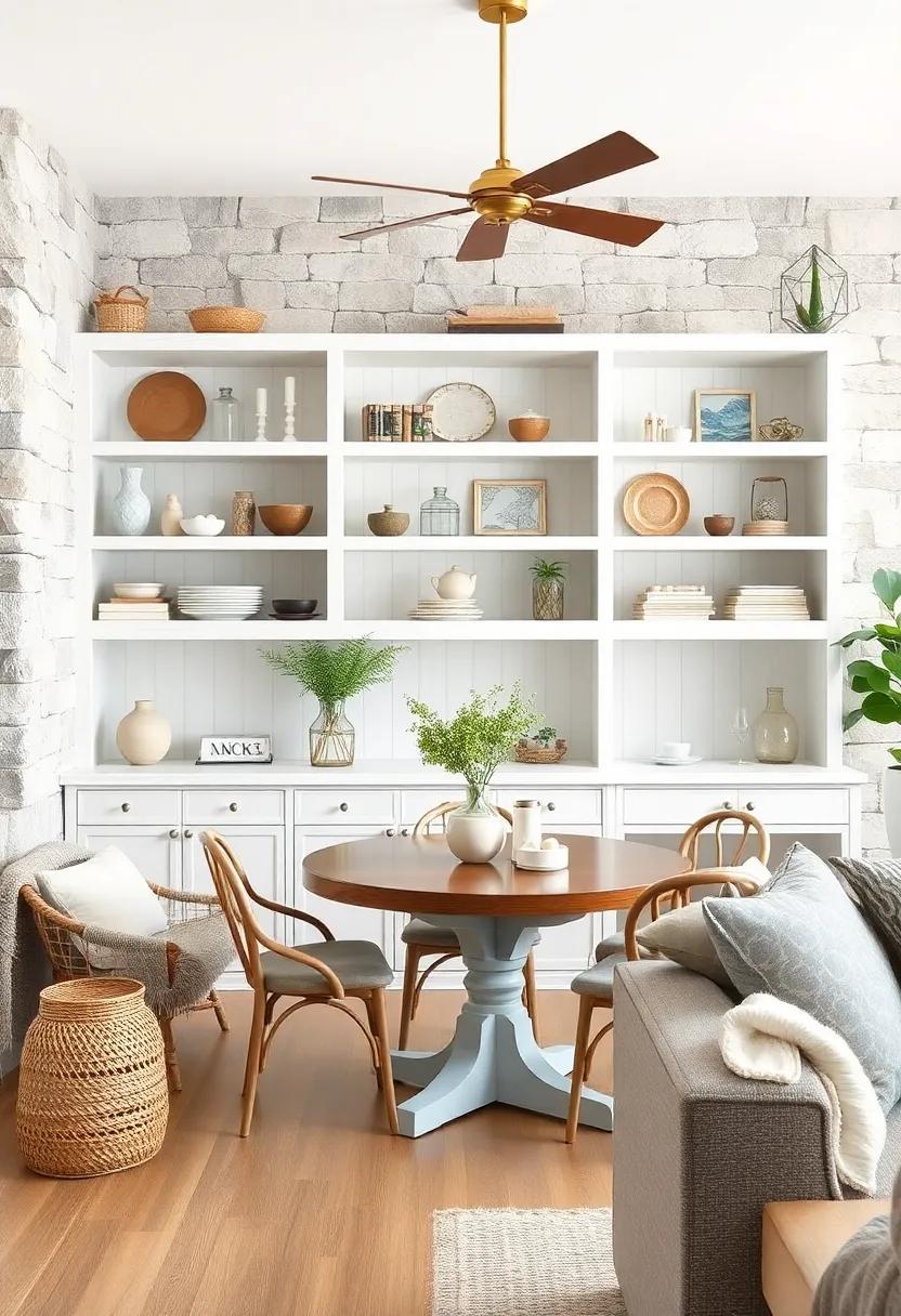 Whitewashed⁤ Wonders: Utilize whitewashed shelves⁤ for a clean, coastal vibe,⁣ perfect ⁤for brightening ‌up⁣ your dining area​ and showcasing beach-inspired decor