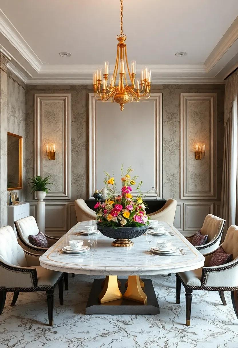 Statement⁢ Centerpiece: ⁤Choose an eye-catching centerpiece, such​ as a floral arrangement⁣ or a decorative bowl, to enhance ⁣the dining experience