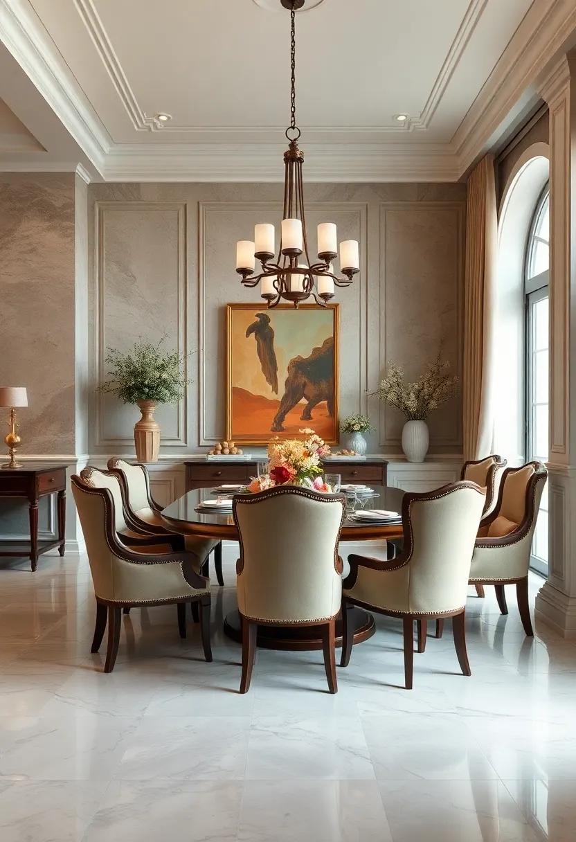 upholstered dining Chairs: Opt for plush, upholstered chairs that⁣ blend‌ comfort with sophistication, featuring intricate details and luxurious fabrics