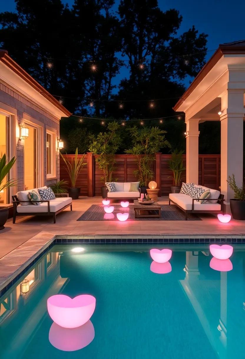 Welcome guests with a pathway of floating‌ lights​ leading from ⁣your patio ​to the pool, guiding them to‌ a ‌delightful night ahead