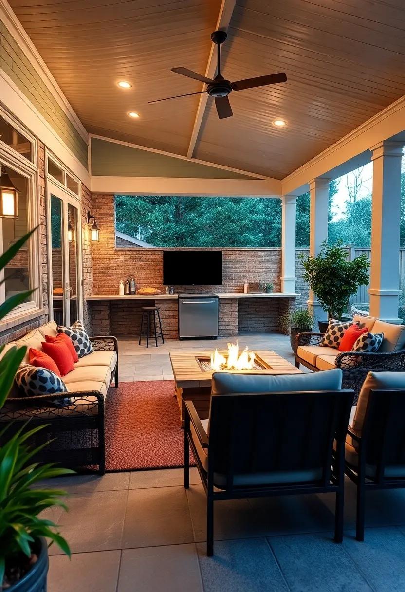 Fire and Ice: Combine a fire pit and​ ice cooler into your bar area for year-round entertainment, allowing you to enjoy cocktails and warmth regardless of ‍the season