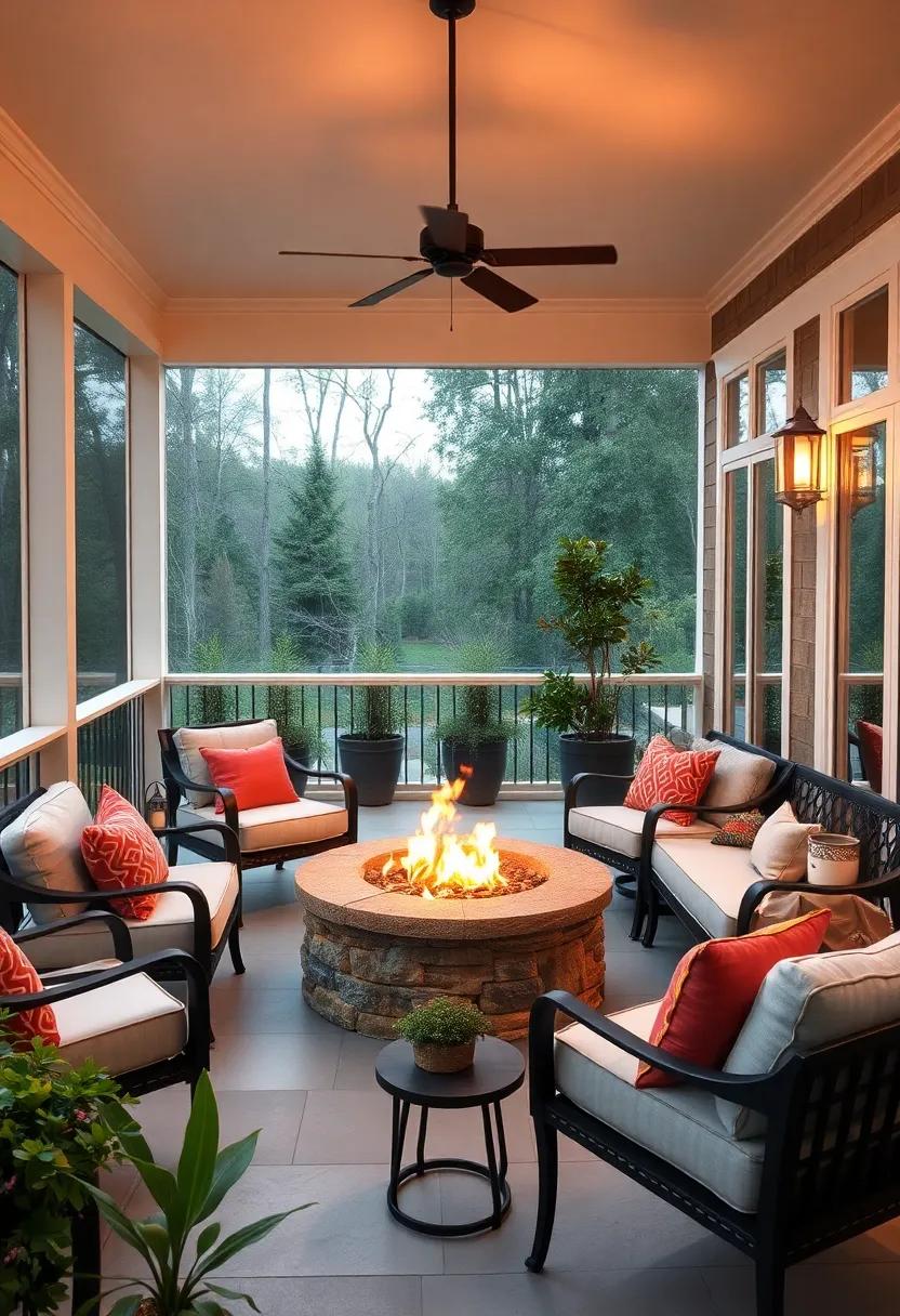 Cozy Ambience with ​Flickering Flames and Soft Cushions on ‌your Screened Porch