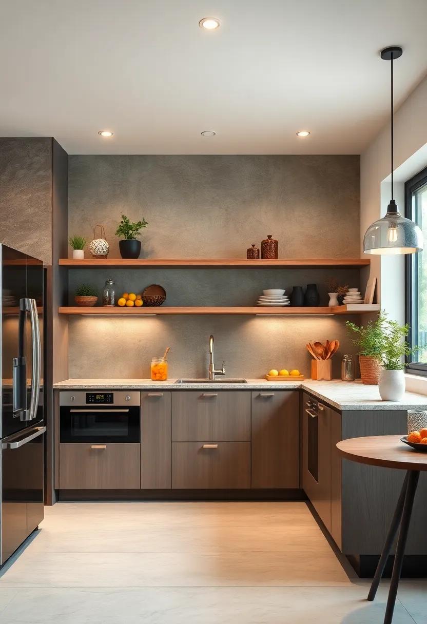 Open Shelving: Replace lower cabinets with open shelves to create a more spacious appearance and showcase your favorite kitchen items