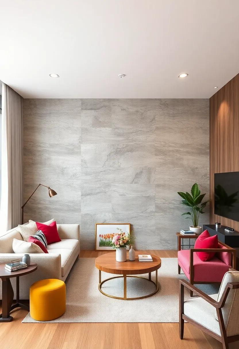 Textured walls: Add character with textured wallpaper, wood paneling, or paint​ techniques to bring depth and sophistication to your small living area