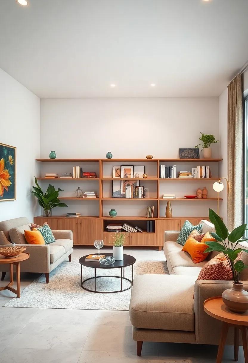 Open shelving systems: Utilize open shelving for books and decor, providing a light, airy look while making everything easily accessible