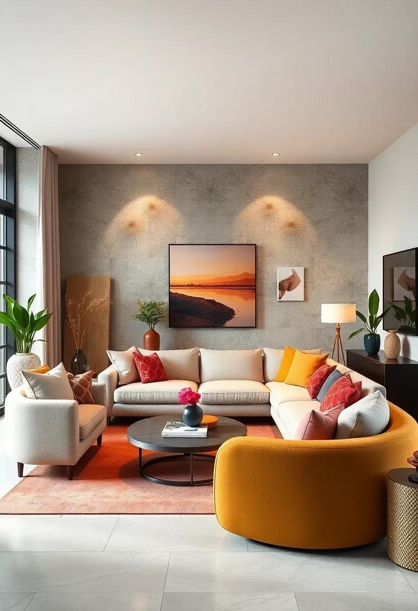 Use of color blocking: Pair contrasting⁢ colors in your decor to ⁢define different areas of your living room, creating visual⁢ zones that feel cohesive yet dynamic