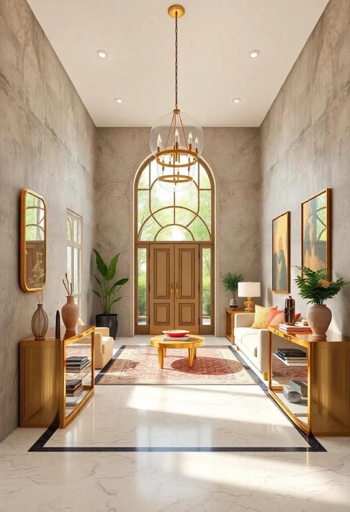 26-elegant-high-end-entryway-ideas-featuring-stunning-gold-finishes.jpg 26 Elegant High-End Entryway Ideas Featuring Stunning Gold Finishes