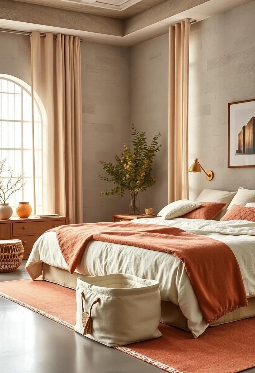 Cotton Canvas Storage: Use cotton canvas bins or hampers in your bedroom to keep things organized while adding a soft texture to your decor