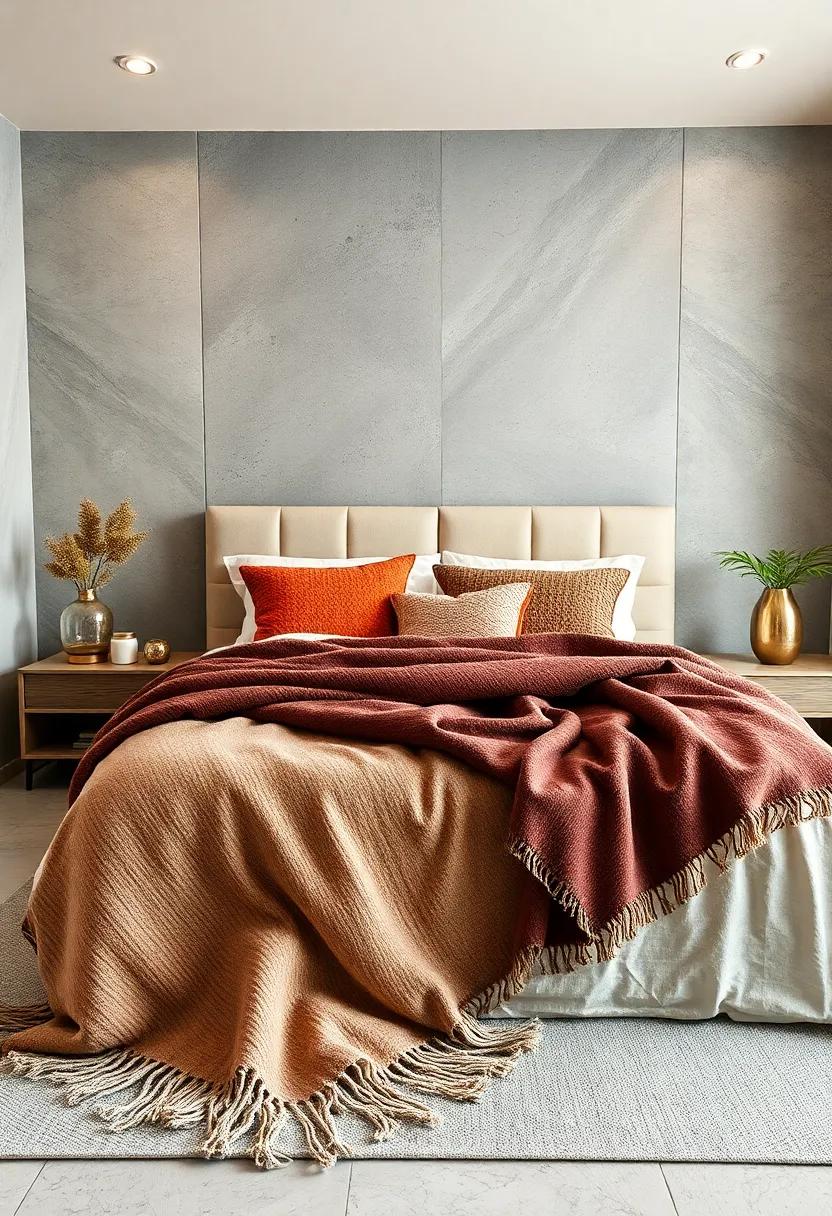 Decorative Throws for Foot of the Bed: Fold decorative throws at the foot of your bed, providing both function and a stylish layered⁤ look