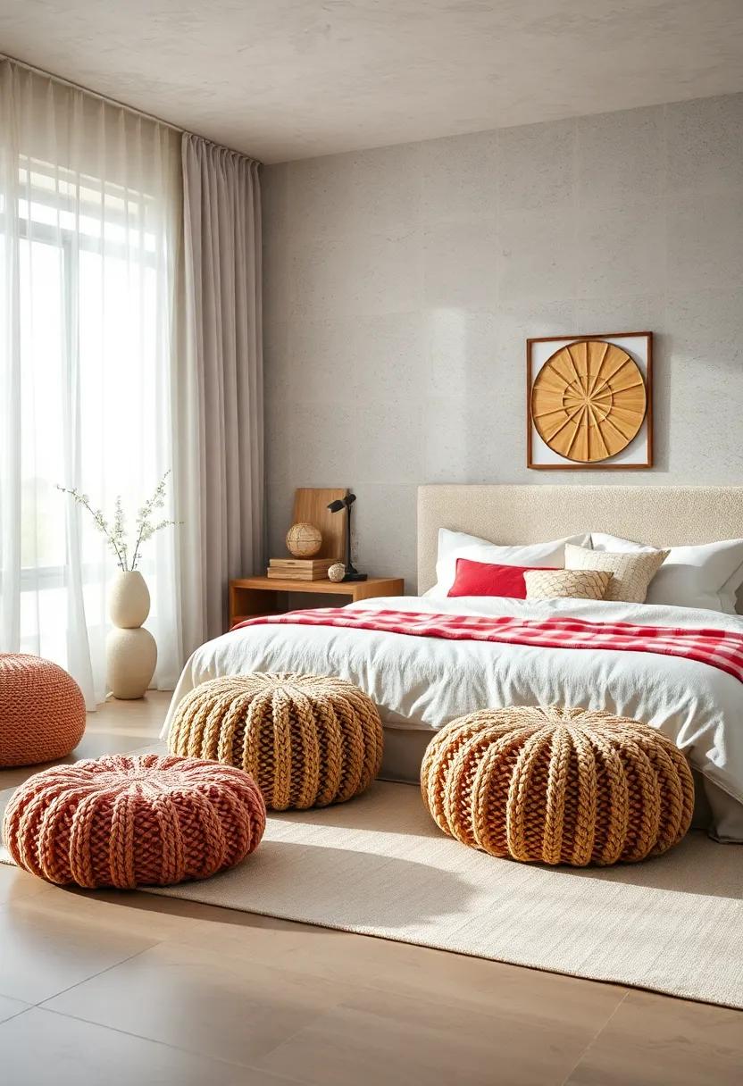 Knitted Poufs: Incorporate knitted poufs into your bedroom decor as ‌playful accents,perfect for extra seating or resting your feet