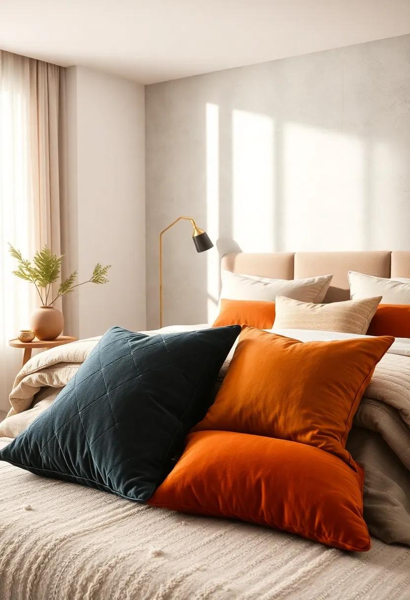 Velvet Accent Pillows: Introduce some lush velvet pillows to your bed or seating area, adding a plush look that beckons relaxation
