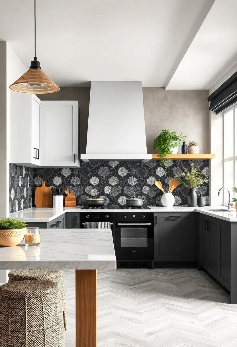 Black and White Classics: Embrace timeless elegance ‌with monochrome black and white tiles that create a stylish contrast in ‍any kitchen design