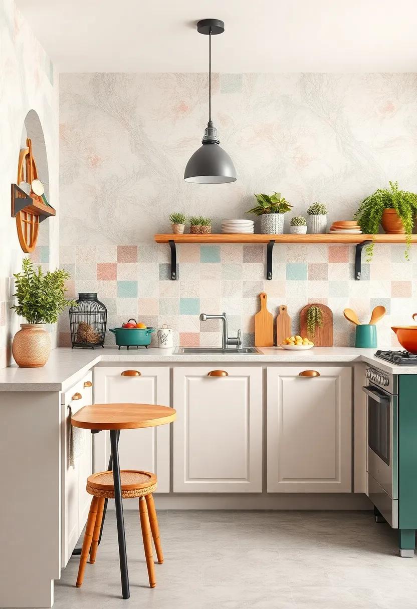 Bright Pastels: Brighten up your culinary space with pastel-colored tiles that evoke a sense of calm and creativity, reminiscent of ⁢a cheerful café