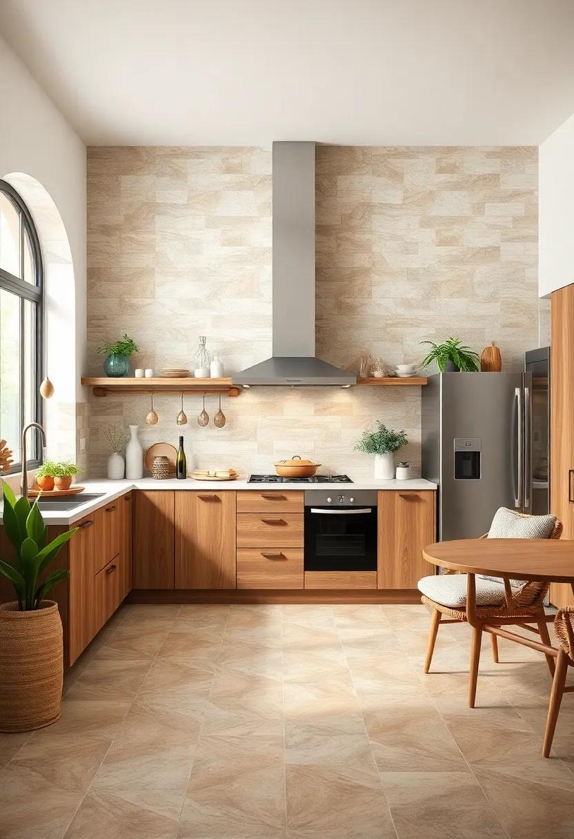 Layered Neutrals: ‌Go for a palette of layered ‌neutral tiles that add depth to your kitchen while retaining a soothing, earthy vibe