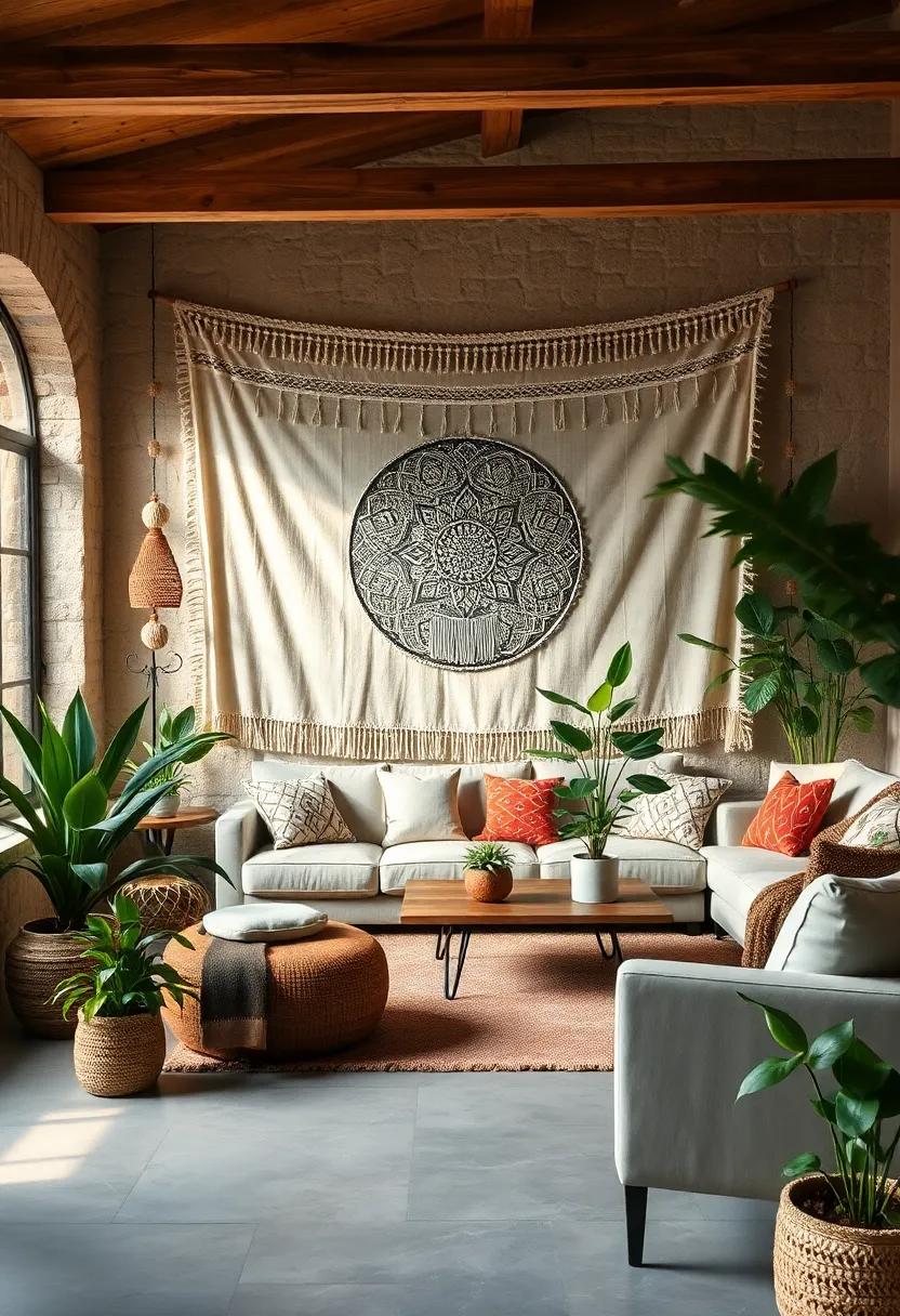 Drape⁣ a ‍beaded or woven tapestry against the wall and⁤ position‍ plants in ‌front⁤ to create intriguing layers