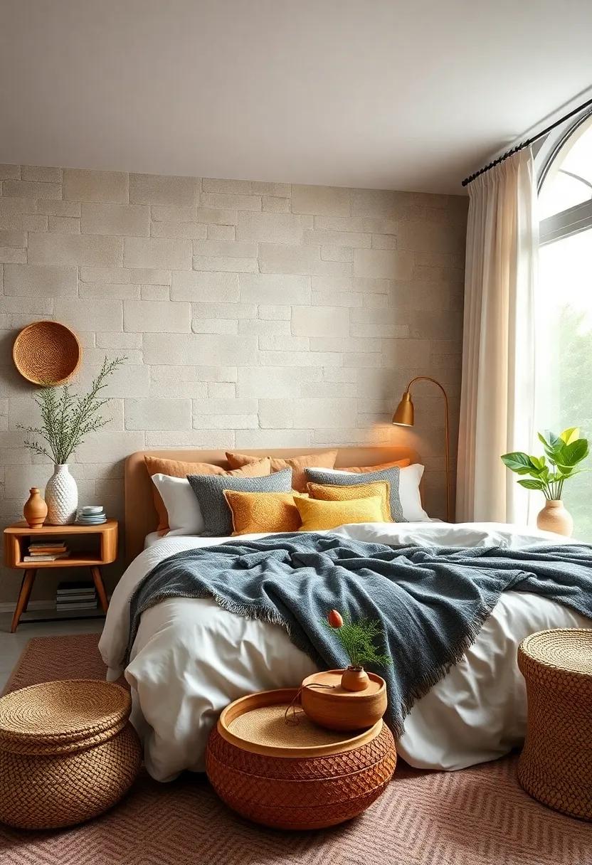 Add Boho-Inspired Furniture: Look for unique,​ organic-shaped⁢ furniture pieces, such ⁣as ⁤carved wood ⁢nightstands or woven baskets