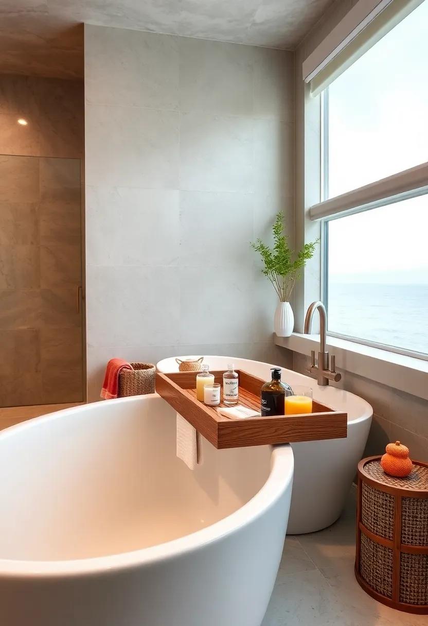 Bath ⁢Caddy Essentials:⁤ Opt for a wooden bath caddy ​for reading materials, candles, and beverages, turning your bath time into a tranquil escape