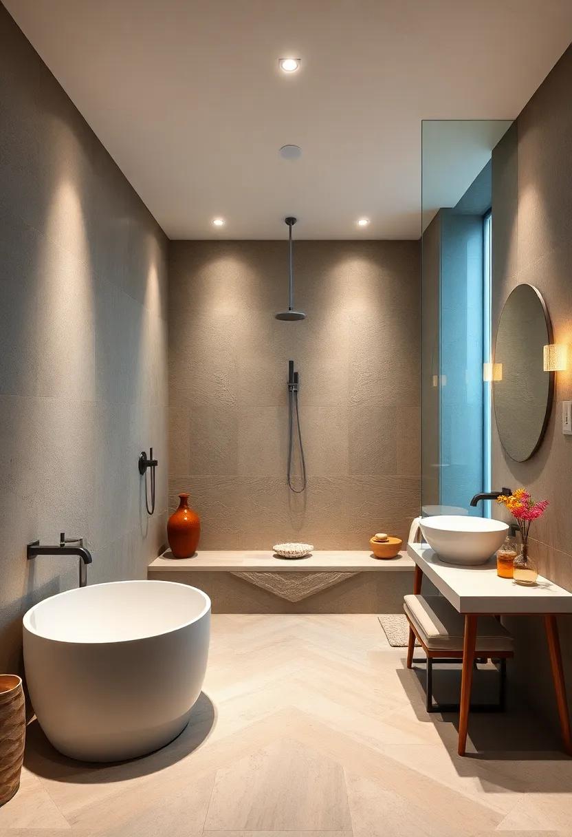 Spa Shower Experience: Design a rainfall shower ⁢with multiple water jets and natural stones to create⁤ a luxurious, spa-like experience