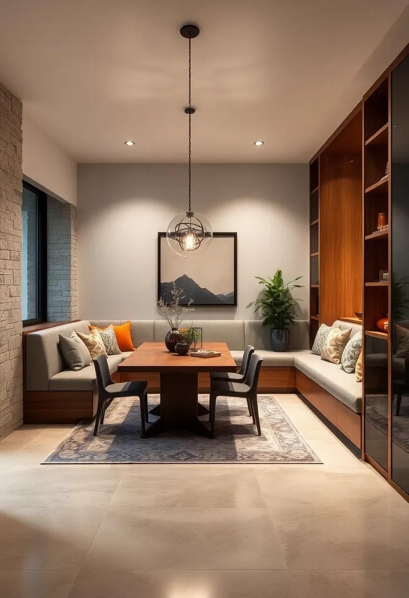 Hidden Away: Design ‌built-in seating with hidden compartments to stash away dining accessories or games for ⁣easy​ access and more⁣ space