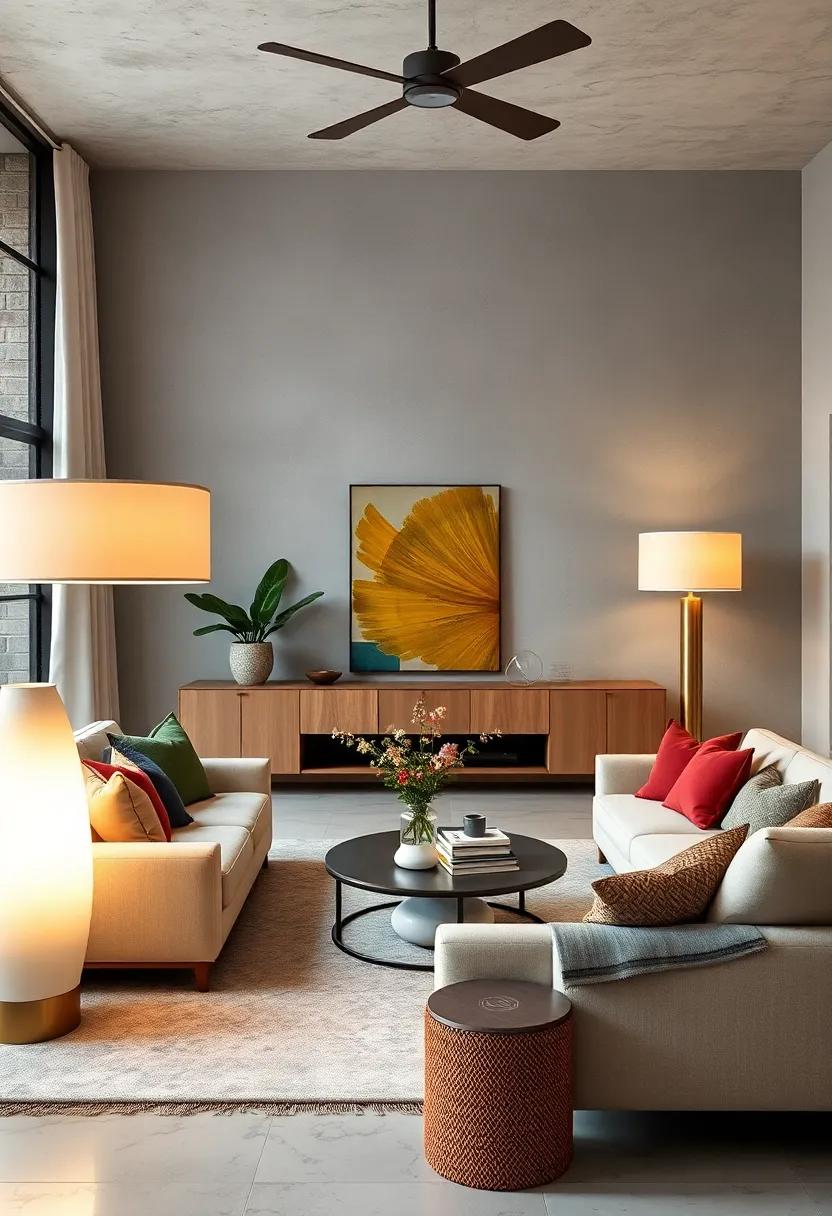 oversized Floor lamps: Make a bold statement with oversized‌ floor lamps that can act ⁣as‌ sculptural pieces in your eclectic living room