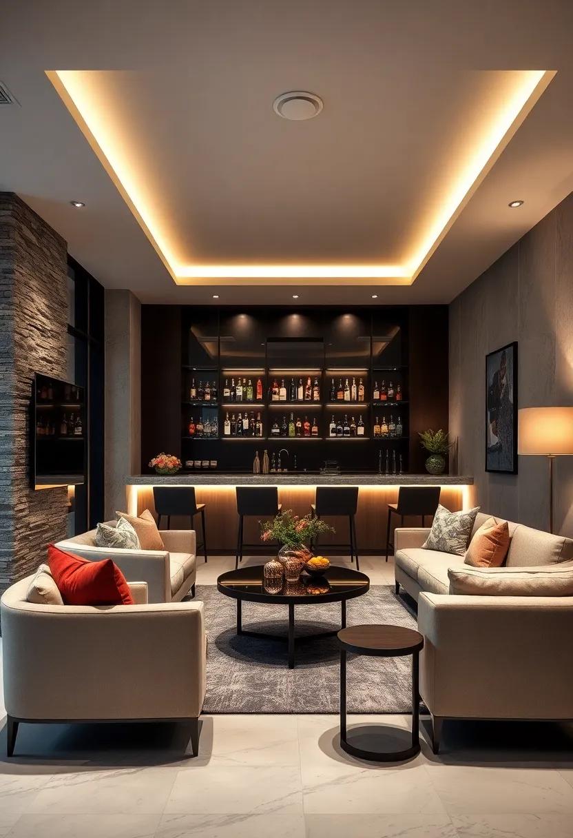 Exquisite Lighting: Uncover the‍ importance‍ of strategic lighting choices that ⁤highlight your bar while also ‍creating a warm and inviting atmosphere for guests