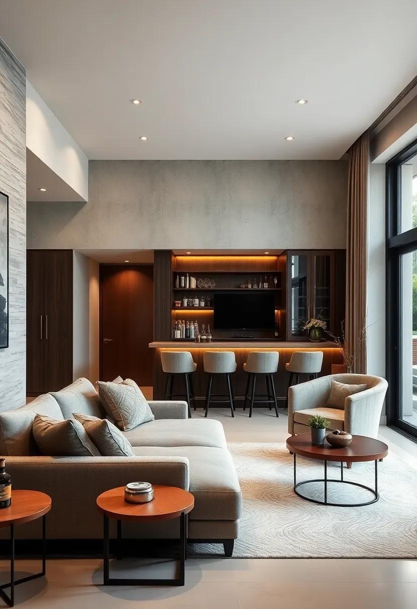 Classic Contrast: Explore the timeless appeal of pairing⁢ dark woods ⁣with light-colored finishes, creating ⁢visual interest and depth in your living room bar ⁤area