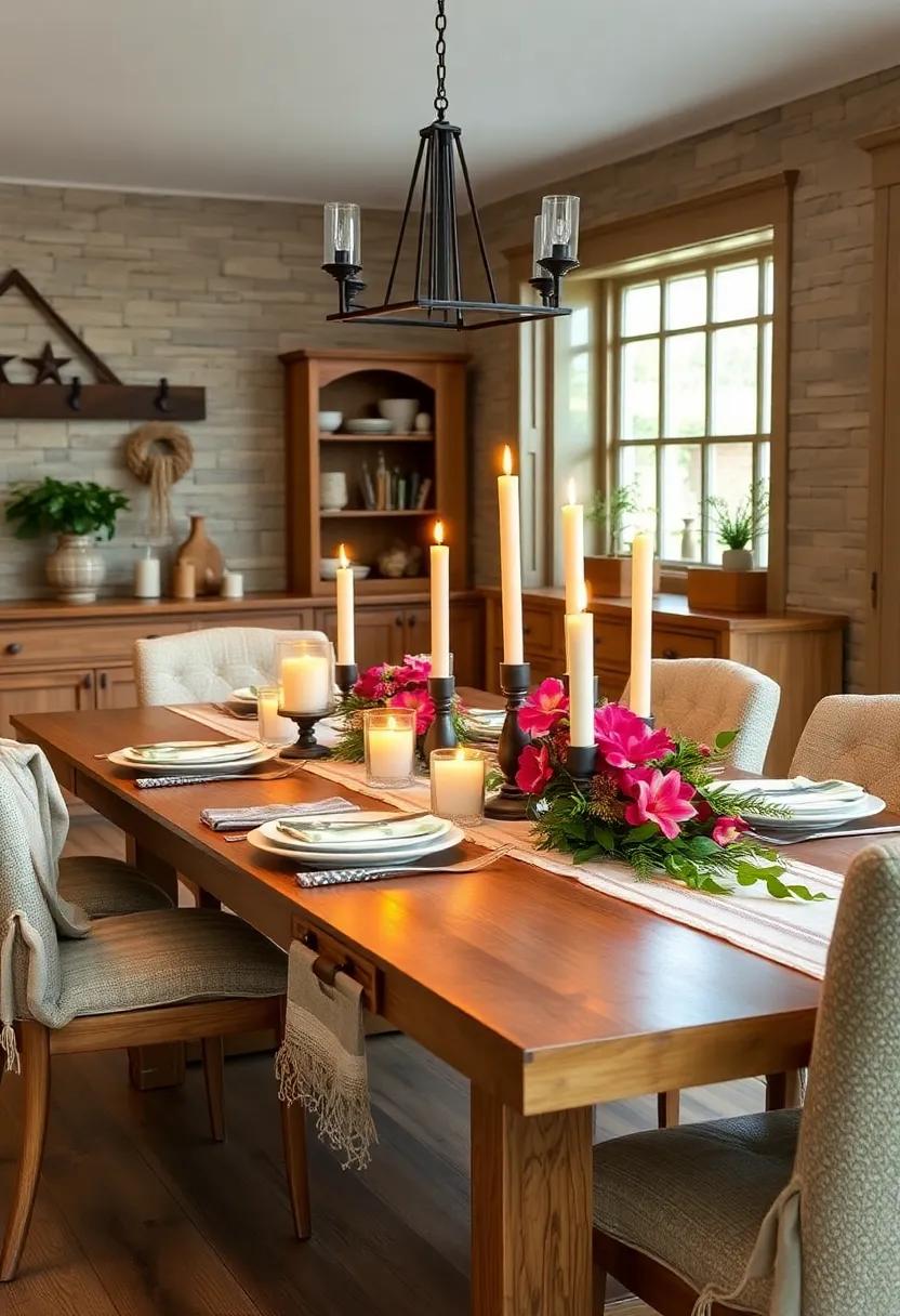 Adorn the Table with Candles: Create a warm ambiance ‍with an arrangement of candles⁤ in varying heights ​on the dining table