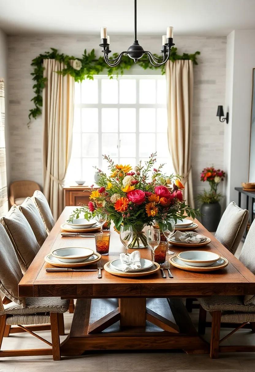 Create a⁢ Seasonal⁢ Table Setting: ⁣Change your ⁢table decor with the⁤ seasons, using seasonal flowers ⁢and‌ themed‍ decorations ⁣to ⁤keep ⁢things fresh