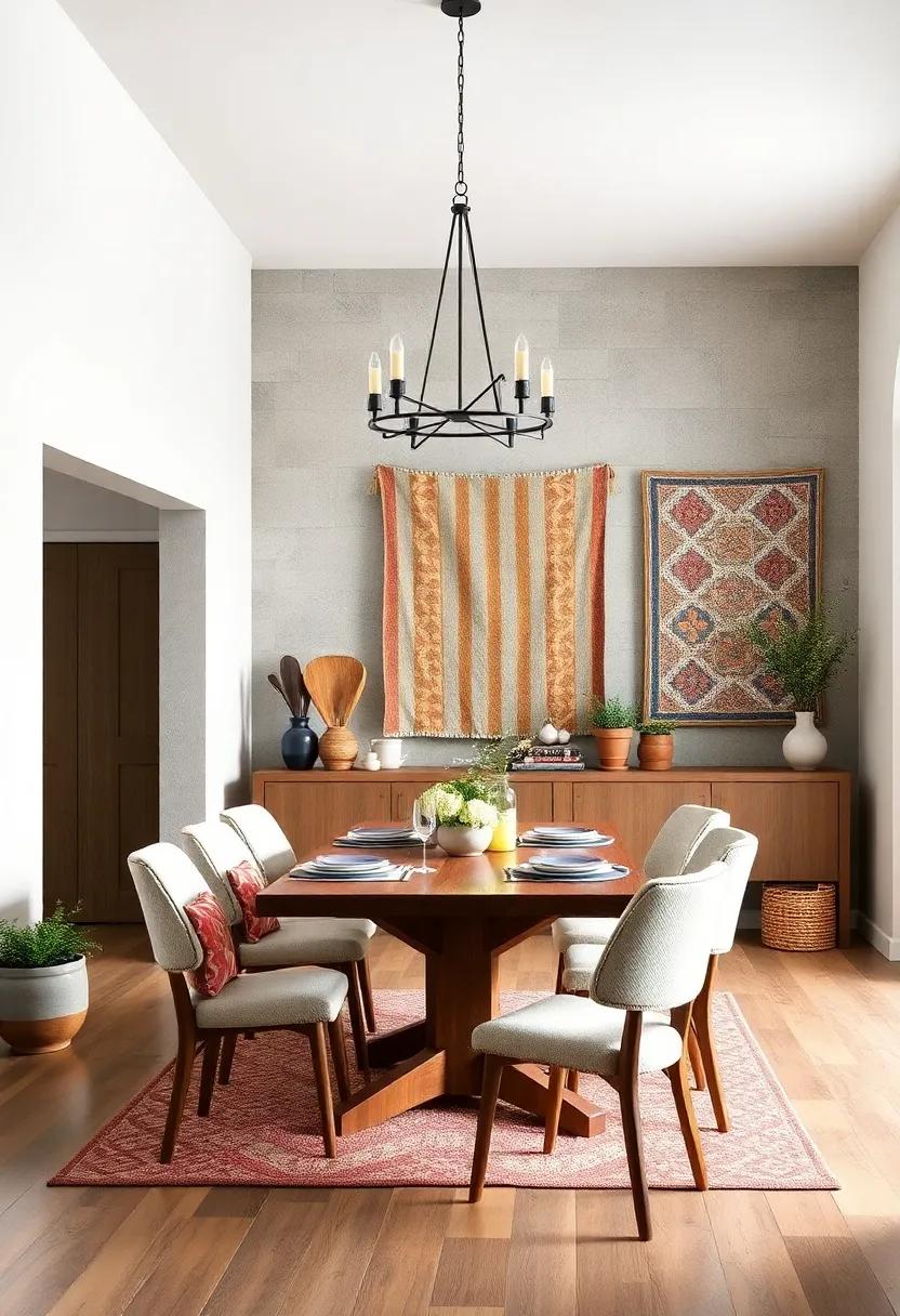 Hang Fabric⁤ Wall Art: ⁢Use quilts⁤ or woven textiles as wall ⁢decorations⁢ to​ add warmth and a personal ⁤touch to your⁤ dining room