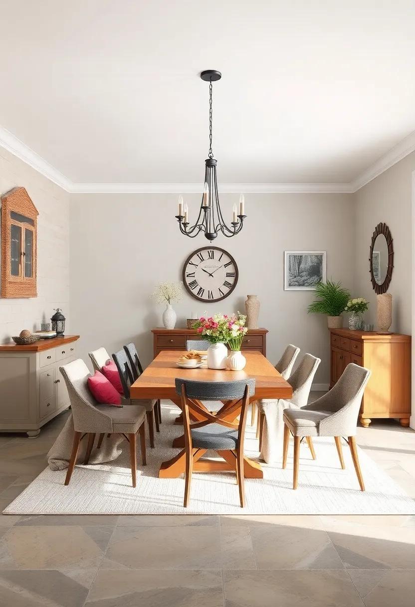 Include Vintage ‌accents: Incorporate vintage finds ⁤such as an antique clock ⁢or a rustic sideboard to enhance the farmhouse theme