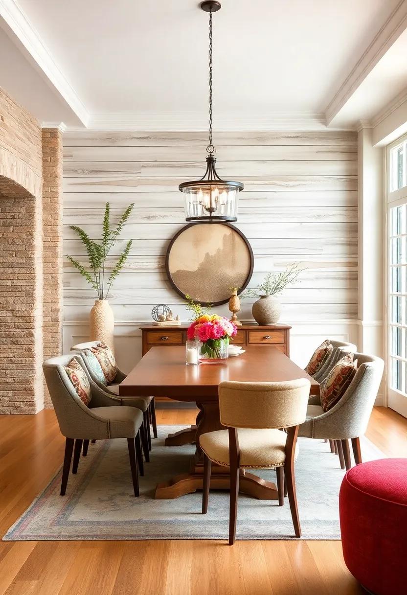 Incorporate‍ Textured Wall ‍Treatments:‍ Wood paneling, shiplap, or wainscoting can add depth ⁢and interest ​to ⁤your dining room walls