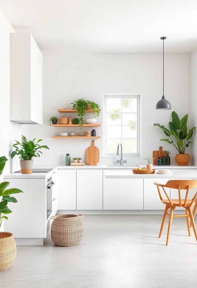 Minimalist Dream: Explore the beauty of simplicity with an all-white​ kitchen featuring energy-efficient appliances and subtle hints of greenery for that fresh,natural touch