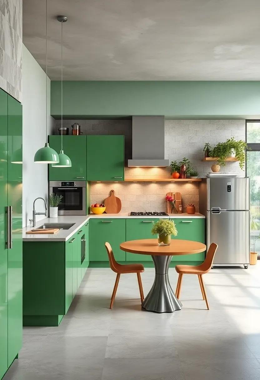 Retro Greenery: Enjoy⁤ the playful spirit of retro kitchens reimagined with⁢ sustainable gloss finishes and modern eco-friendly ⁢appliances, merging nostalgia with contemporary chic