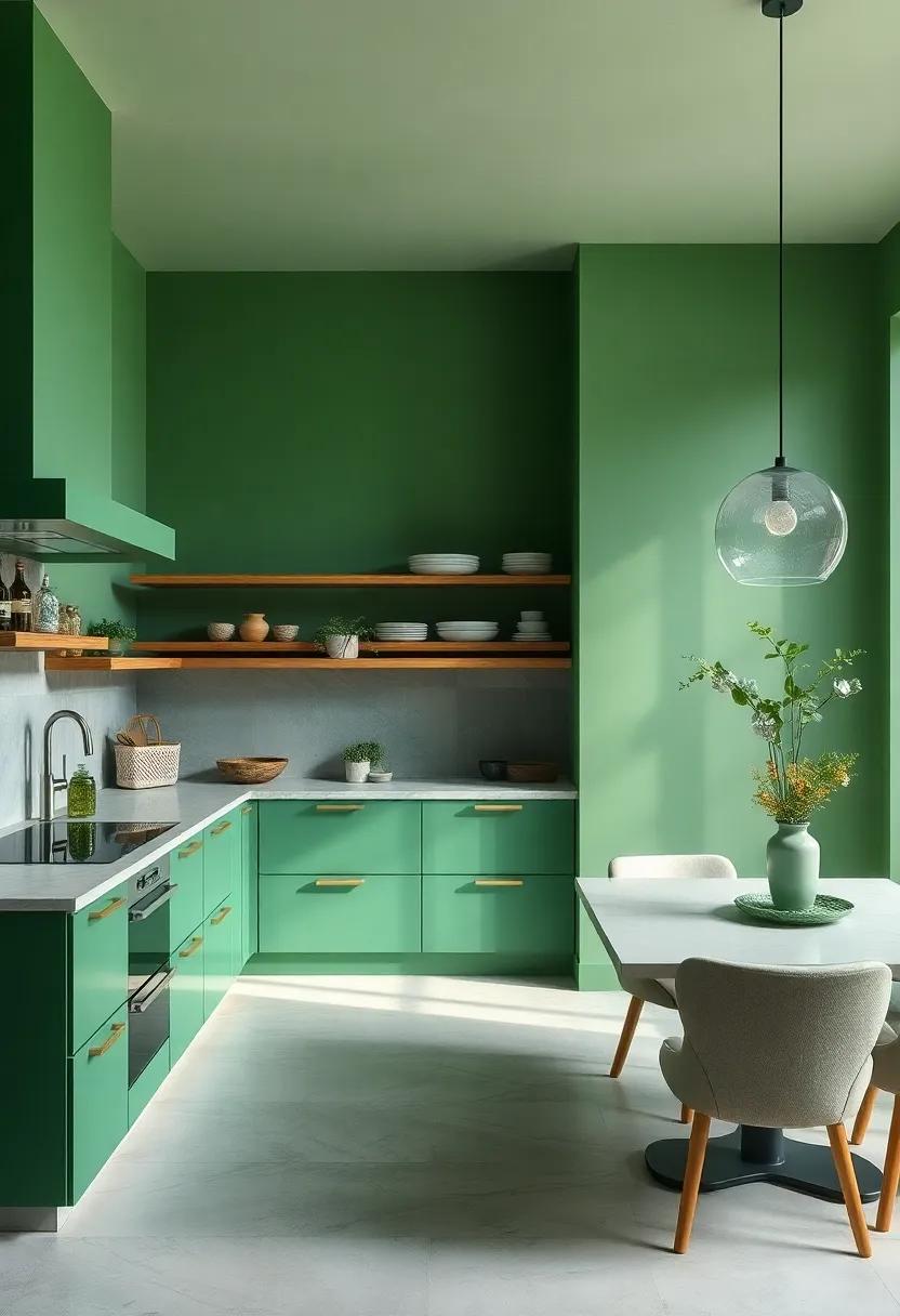 sophisticated Monochrome: Explore elegant monochromatic kitchen designs centered ‍around shades of green, emphasizing‍ sustainable practices without sacrificing sophistication