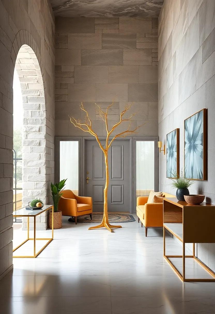 Golden Branch ⁤Coat Rack: A unique ‌coat rack shaped ‌like tree⁣ branches painted in gold can be‌ a whimsical yet chic addition ⁤to your​ entrance