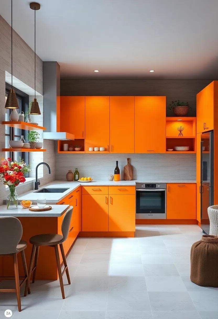 bright Tangerine: ⁣Energize your cooking space with ⁢bright⁣ tangerine cabinets⁤ that⁤ are sure to spark joy and creativity
