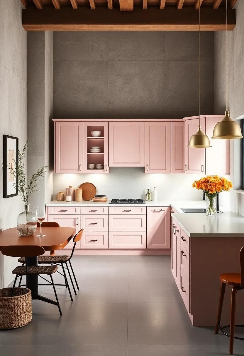 Charming Pale Pink: Soft⁢ and ​subtle,‍ pale⁣ pink cabinets⁢ add a⁢ touch‌ of romance ‍while staying chic and understated