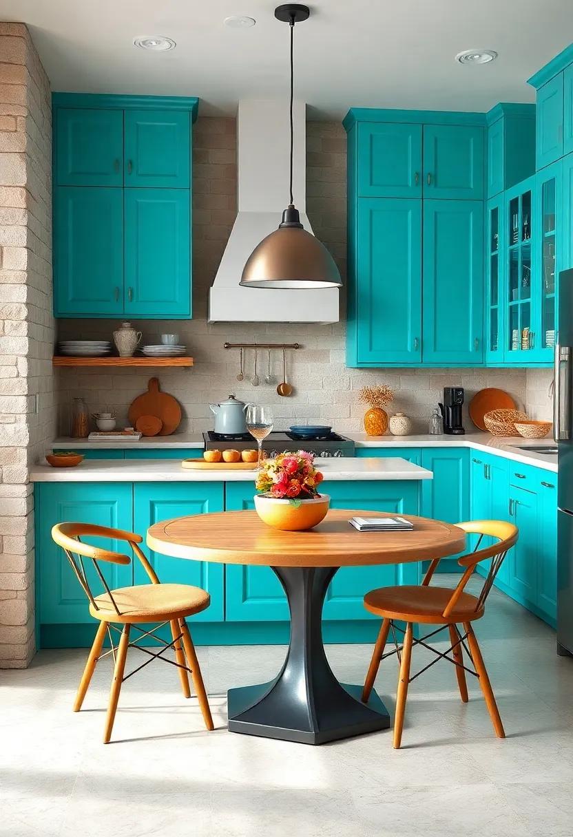 Cheerful Turquoise: Add ​a pop of color⁣ to your kitchen with cheerful turquoise cabinets that⁤ evoke a playful and refreshing atmosphere