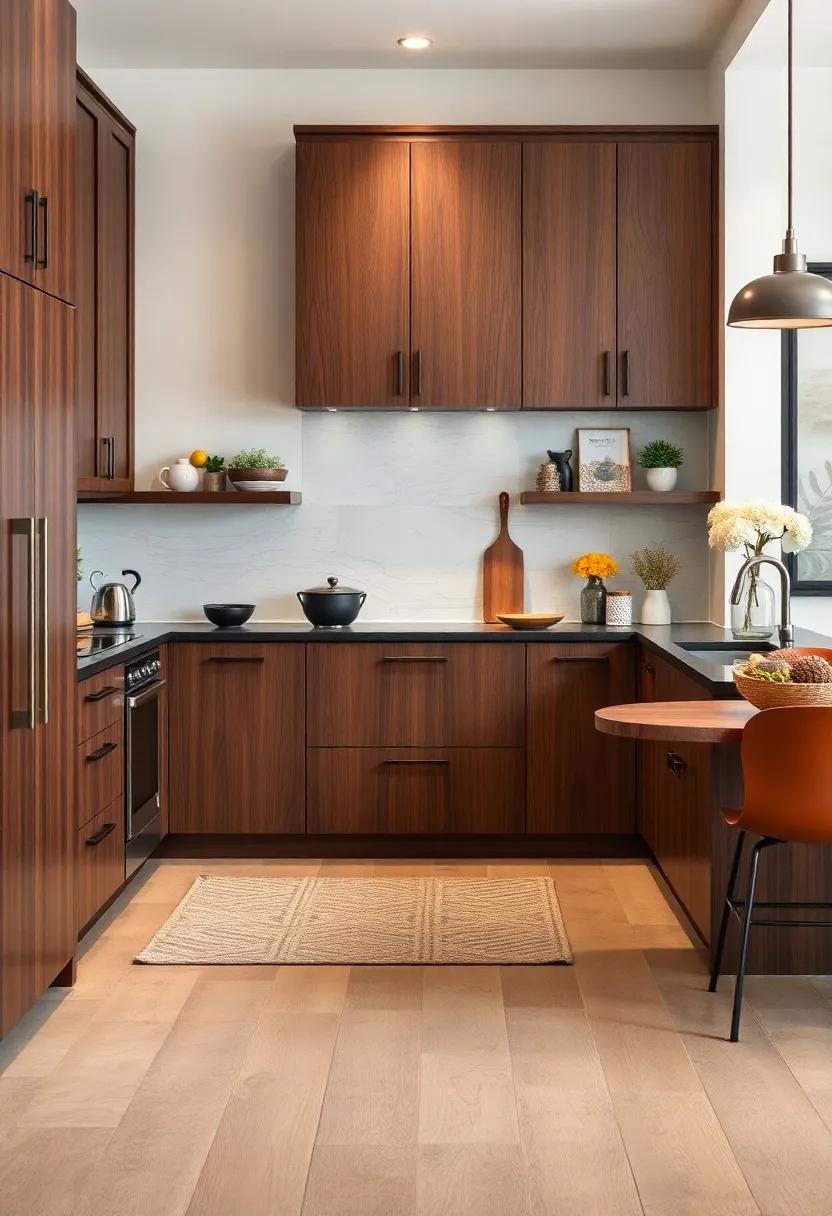 Classic ⁤Walnut: Deep walnut cabinets add texture and warmth, ideal for creating a homey and ⁣welcoming kitchen⁤ atmosphere