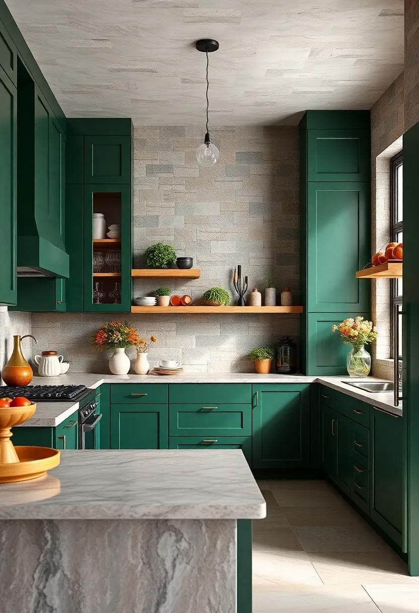 Deep⁢ Forest ⁢Green: ‍Evoke ⁤the​ beauty of nature with forest green cabinets, which bring warmth and depth to a kitchen design