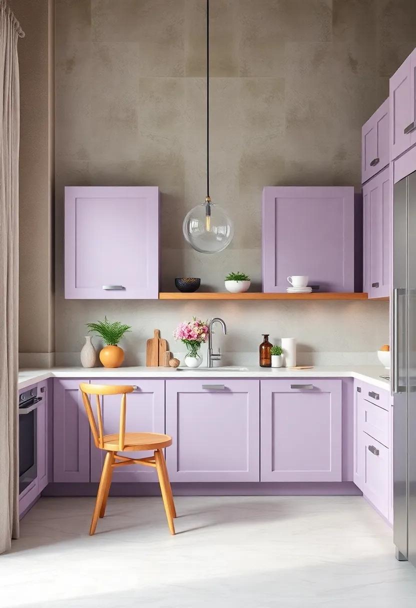 Soft Lavender: Infuse ⁤your kitchen with a bit of whimsy and relaxation with soft‌ lavender cabinets, perfect⁣ for a⁤ unique touch