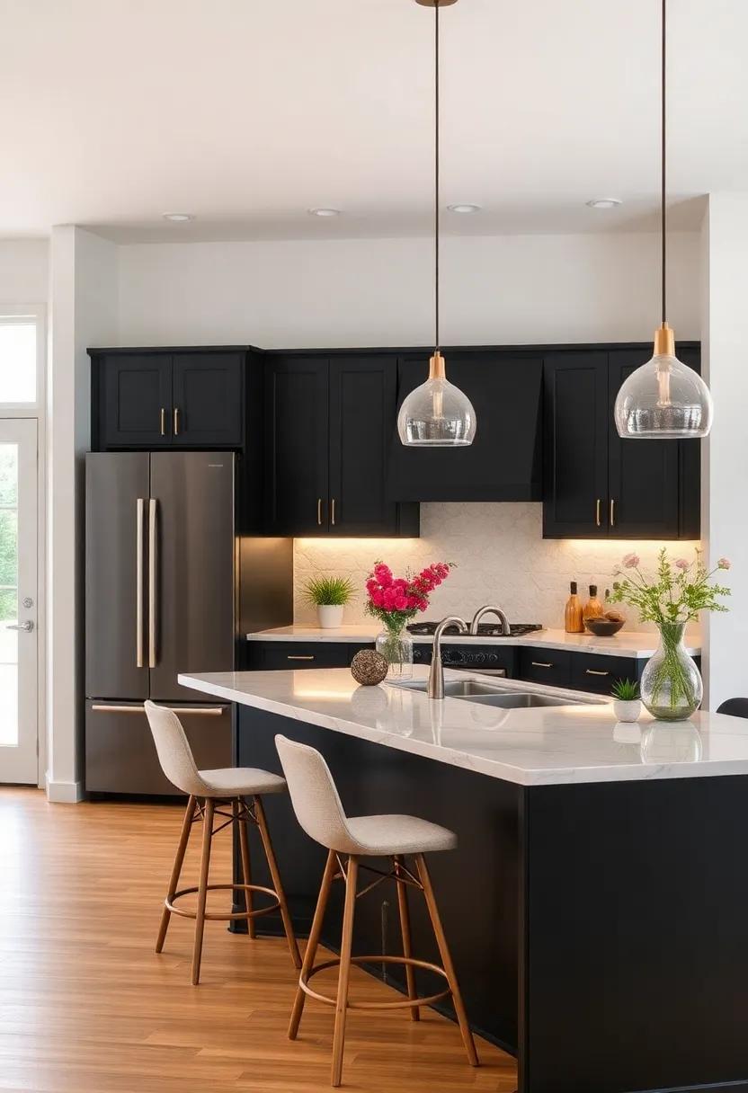 Sophisticated black: Embrace drama and depth⁤ with⁤ sleek black ⁣cabinetry, adding‍ a bold statement to your kitchen’s‌ overall design