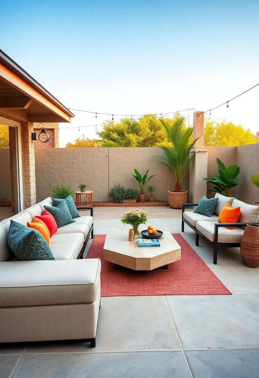 Geometric Styles: choose a sectional with bold, geometric shapes and colors, complemented by a similarly styled coffee table for a modern artistic edge