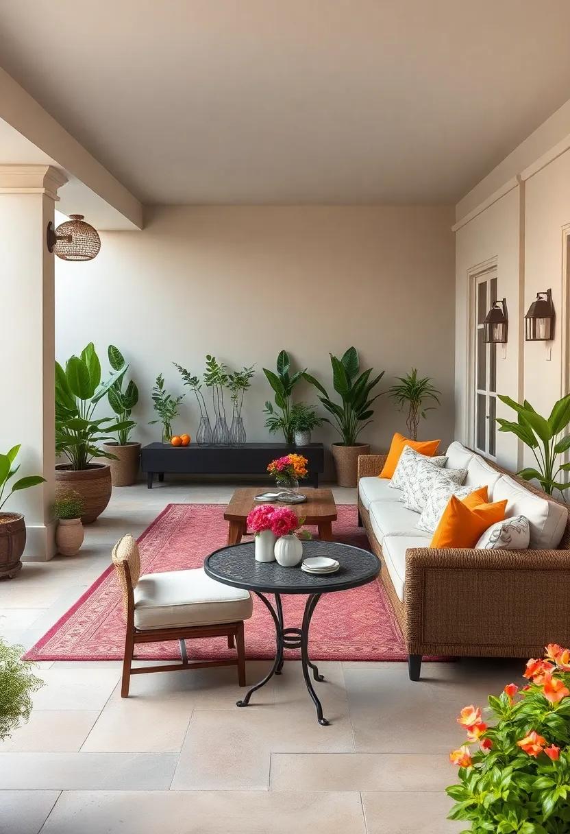 French Bistro Elegance: Combine a stylish sectional with chic café tables and classic iron elements,reminiscent of a quaint Parisian patio