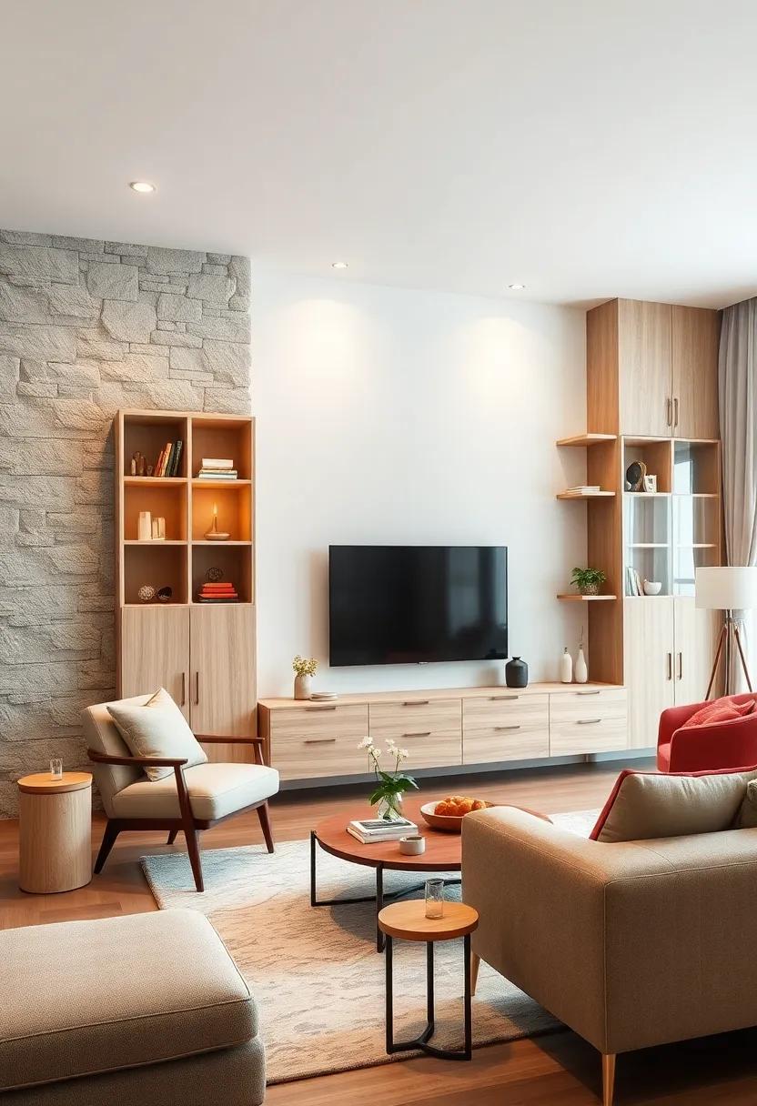 Scandinavian Simplicity: Adorn your walls with a Scandinavian-inspired unit that boasts clean lines, light‍ wood tones, and a blend of open and closed‍ sections for a tidy aesthetic