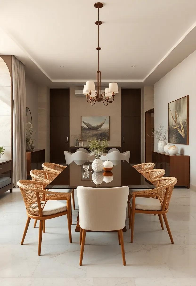 Choose a dining table with organic‌ shapes, such‌ as a rounded edge, to introduce a softer, inviting ambience